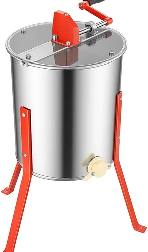 Miniatura 2 de HE3MAN Extractor de miel de tambor de acero inoxidable 304 de apicultura de 3 marcos con soporte - Manual