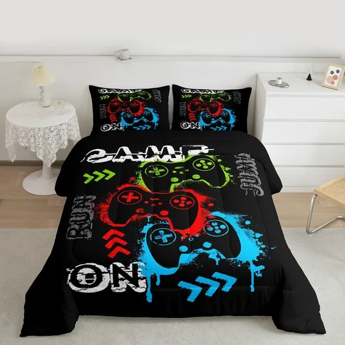 Miniatura 21 de Juego de edredón de videojuegos para niños y adolescentes, juego de ropa de cama para todas las estaciones, juego de ropa de cama