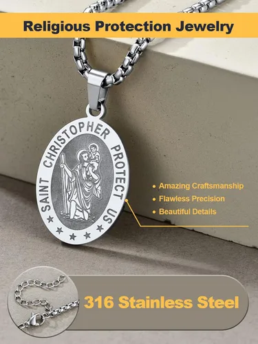 Miniatura 85 de U7 Saint Benedict/Michael Medal Necklace, 316L Stainless Steel Virgin Mary Necklace for Men Women, Bible Verse Protection Necklace Catholic