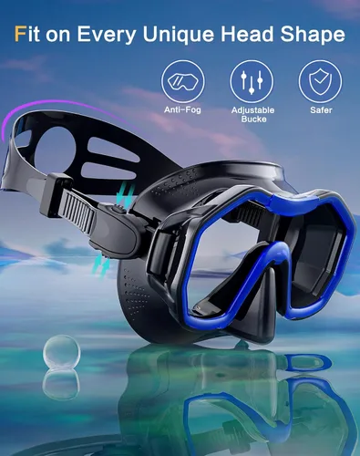 Miniatura 3 de Equipo de esnórquel para adultos y niños, juego de esnórquel seco con vista panorámica de 180°, máscara de buceo con visión panorámica de 180°