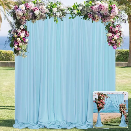 Miniatura 18 de MYSKY HOME Cortinas de 10 pies x 10 pies Verde Cazador Cortinas de Fondo para Fiestas Bodas Escenario Cortinas con Bolsillo para Barra Cortinas