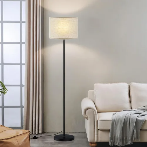 Miniatura 14 de Ambimall - Lámpara de pie moderna con control remoto, lámparas altas para sala de estar, habitación, oficina y comedor, pantalla beige con poste