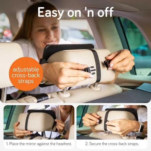 Miniatura 6 de Baby Uma Espejo de coche para bebé (paquete de 2) + letreros de bebé a bordo para automóvil, espejo inastillable de visión clara, fácil de poner