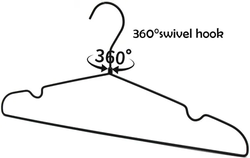 Miniatura 4 de Perchas de alambre de metal negro para adultos, perchas estándar de 16.5 pulgadas, ropa de traje de metal, perchas de abrigo para ahorro de espacio