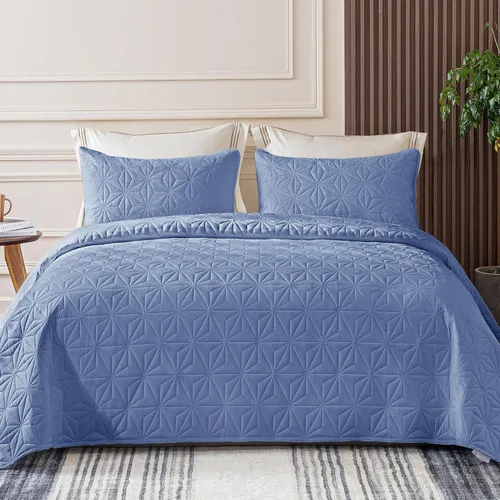 Miniatura 11 de Whale Flotilla - Juego de ropa de cama King, colchas suaves color beige brillante para cama King, tamaño King para todas las estaciones, 3 piezas