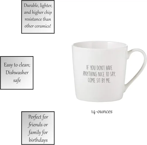 Miniatura 2 de SB Design Studio D4441 SIPS - Taza de café de porcelana de hueso, 14 onzas, agradable de decir