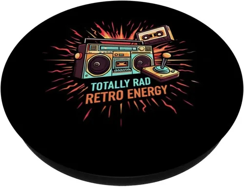 Miniatura 2 de Totally Rad Retro 80s Boombox Joystick Cassette Tape Energy PopSockets Adhesive PopGrip