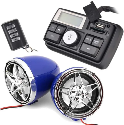Miniatura 8 de Radio de 12 V 3 pulgadas motocicleta ATV UTV carrito de golf impermeable antirrobo Bluetooth altavoz USB TF U disco FM Radio sistema estéreo (negro)