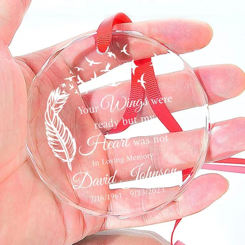 Miniatura 2 de Adorno de cristal conmemorativo personalizado – Pérdida de papá, mamá, tío, regalo de condolencia de condolencia, en memoria amorosa, recuerdo