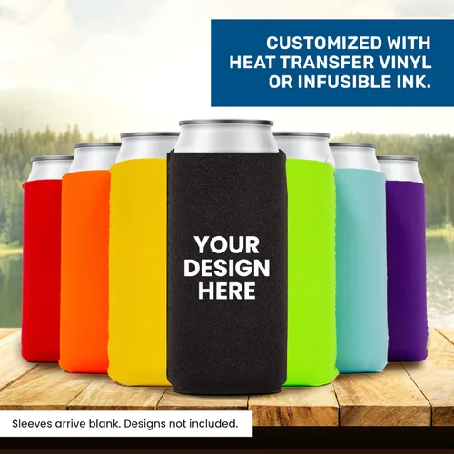 Miniatura 3 de QualityPerfection Fundas delgadas para enfriar latas, cerveza/energía (paquete de 6) para bebidas en blanco, 12 onzas, alta calidad, 0.157 in