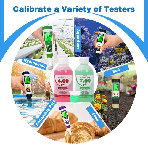 Miniatura 7 de Medidor de pH EC TDS para nutrientes hidropónicos de agua con solución de calibración de pH 4.00 de 8.4 oz y solución de calibración pH 7.00 de 8.4