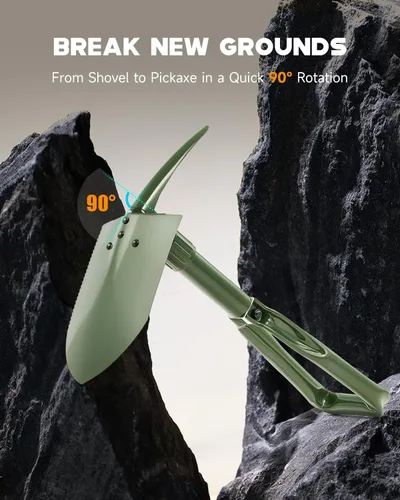Miniatura 4 de DARTMOOR Pala de campamento, pala plegable más grande de 24 pulgadas con borde de sierra, pala de nieve portátil de supervivencia al aire libre