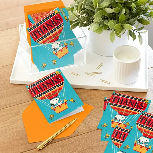 Miniatura 2 de Hallmark Tarjetas de agradecimiento de Peanuts, Snoopy in Hot Air Balloon (20 tarjetas con sobres)
