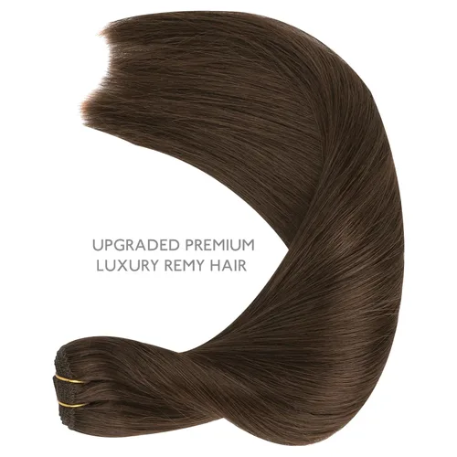 Miniatura 9 de WENNALIFE Extensiones de cabello humano real, 20 pulgadas, 3.53 onzas, color marrón chocolate, trama, cabello Remy atado a mano, extensiones