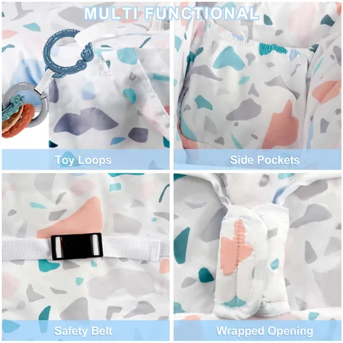 Miniatura 3 de Funda para carrito de compras para bebé 2 en 1 Funda para silla alta con arnés de seguridad Multifuncional Patrón de manchas blancas Cubiertas