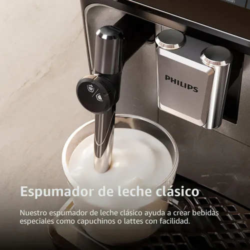 Miniatura 4 de Philips Máquina de café expreso totalmente automática serie 3300 con espumador de leche integrado y molinillo, 5 preajustes de café caliente y Negro