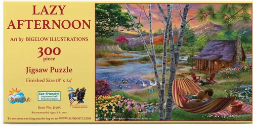 SUNSOUT INC - Lazy Afternoon - Rompecabezas de 300 piezas por artista: Bigelow Ilustraciones - Tamaño acabado 18" x 24" Nature - MPN # 31965