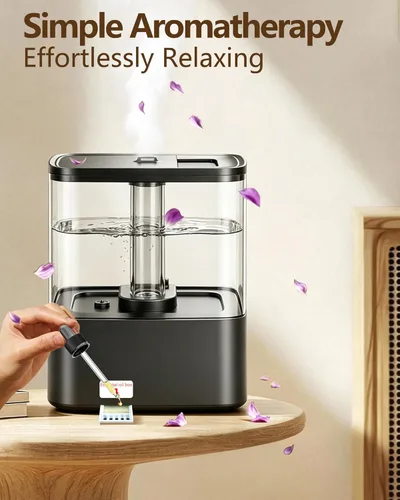 Miniatura 7 de KZF Humidificadores de llenado superior de 4 L para dormitorio y tiempo de funcionamiento de 40 horas, humidificador de niebla fría, 3 niveles