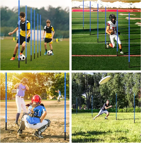 Miniatura 6 de Equipo de entrenamiento de agilidad de fútbol: 6 postes de agilidad de fútbol, escalera de agilidad de 20 pies, 10 conos de fútbol, 1 cuerda