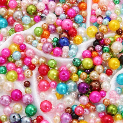 Miniatura 2 de Cuentas de perlas de 5600 cuentas de satén de plástico de perlas de colores con agujeros para pulseras y fabricación de joyas de 4,5,6,8 in (color)