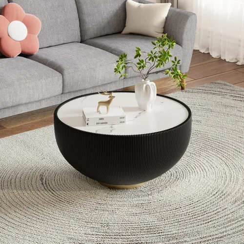 Miniatura 12 de Mesa de centro moderna, mesa de té central circular de 15.75 pulgadas, mesa de cóctel, mesas de centro redondas cilíndricas para sala de estar