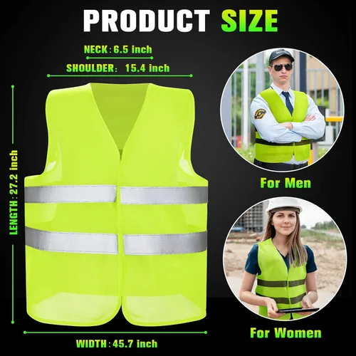 Miniatura 2 de JaGely Chaleco de seguridad de alta visibilidad, chaleco de seguridad de malla reflectante a granel para hombres y mujeres, trabajo, ciclismo