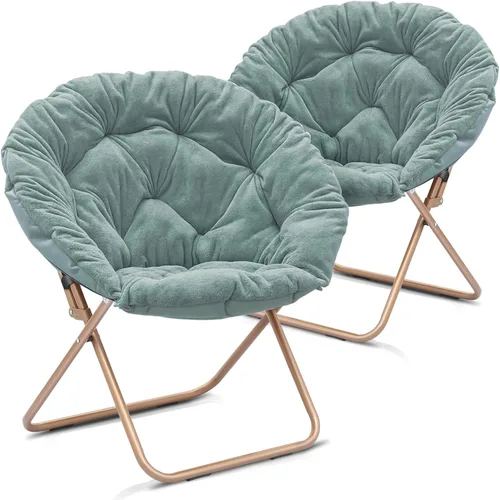Miniatura 71 de Cómoda silla con platillo, silla de sala de estar, silla plegable acolchada suave de piel sintética, cómoda silla cuadrada de luna para sala