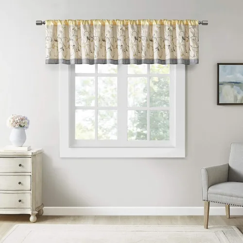 Miniatura 5 de Madison Park Cortina de ducha de tela Serene Flora, cortinas de ducha bordadas de transición para baño, 72 x 72 pulgadas, roja Rojo