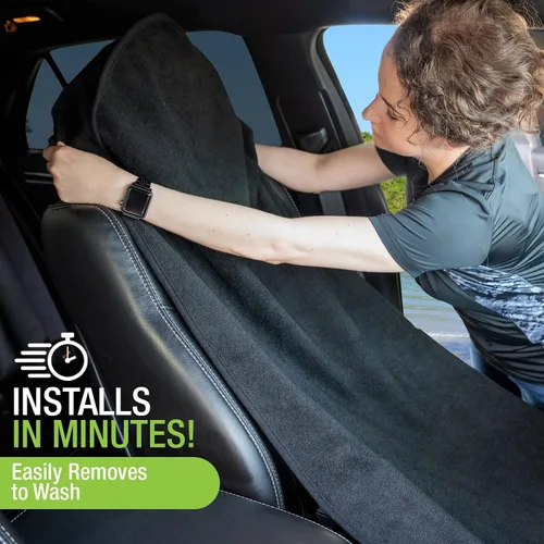 Miniatura 4 de Season Guard Funda de asiento de toalla, protectores impermeables de asiento de automóvil para gimnasio, entrenamiento y estilo de vida activo