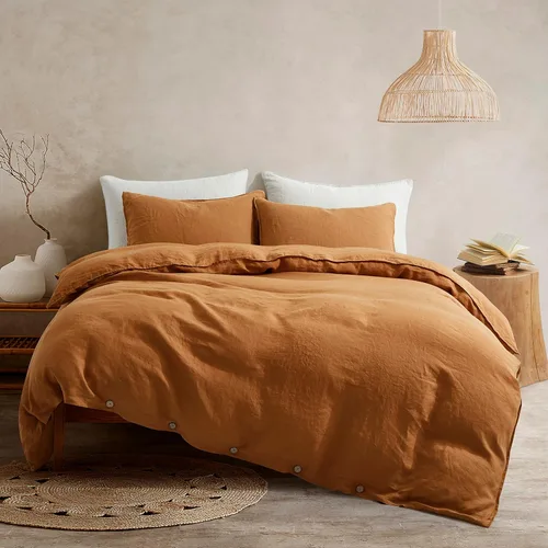 Miniatura 12 de ATLINIA Juego de funda de edredón de 100% lino de lino lavado a piedra - Lino francés puro orgánico para ropa de cama de granja estilo boho, incluye