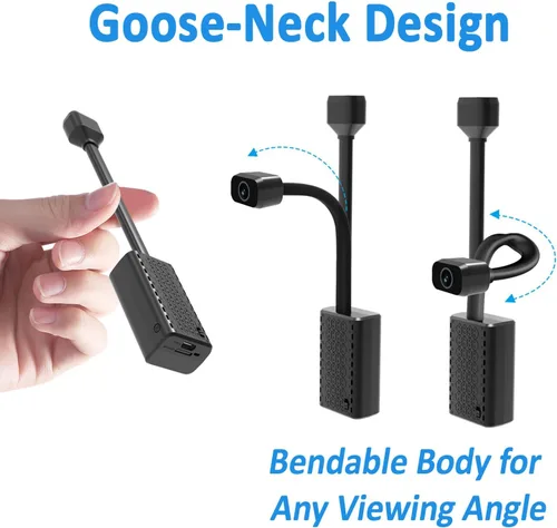 Miniatura 2 de Mini cámara de seguridad para interiores 2K con cuello de ganso flexible y montaje magnético, punto de acceso integrado, batería o enchufe, visión