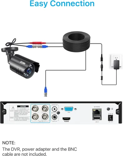 Miniatura 7 de ZOSI Sistema de cámara de seguridad CCTV 1080P HD TVI para el hogar y la oficina, cámara bnc de 2MP para exteriores e interiores, resistente a