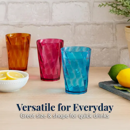 Miniatura 3 de Vasos US Acrylic Optix Mini, de plástico, reutilizables, aptos para lavavajillas (juego de 8) Tazas de jugo de 8oz en colores de tono de joya