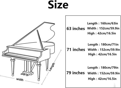 Miniatura 6 de Funda para piano de cola-elegante aspecto negro, impermeable, a prueba de polvo, protector solar y a prueba de arañazos - Funda para piano de cola