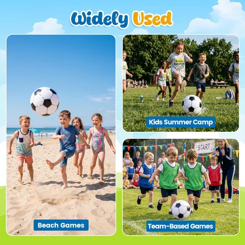 Miniatura 8 de LovesTown 3 pelotas de fútbol inflables, bolas de playa grandes de 12 pulgadas para decoraciones de fiesta de fútbol, recuerdos de fiesta