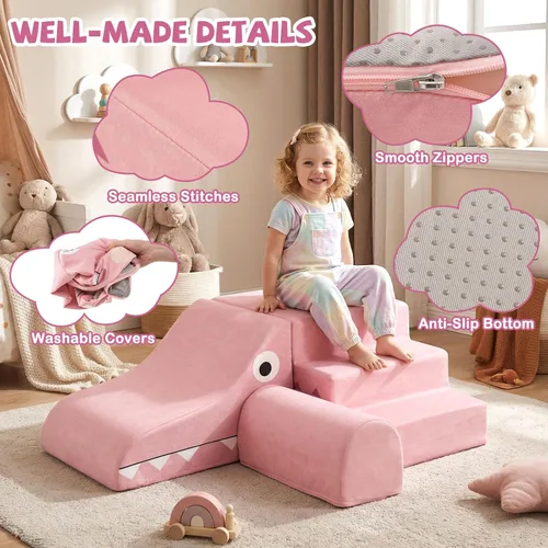 Miniatura 3 de Costzon Juguetes de escalada para niños pequeños, 3 piezas de bloques de escalada de espuma de cocodrilo con fundas de terciopelo extraíbles