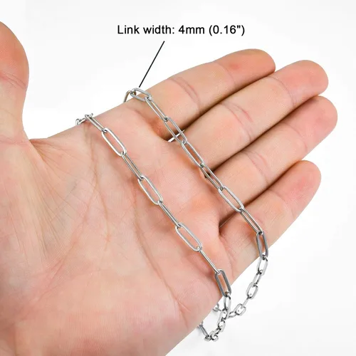 Miniatura 2 de Collar de cadena de eslabones de clip de acero inoxidable para mujer con extensión - color plata y oro