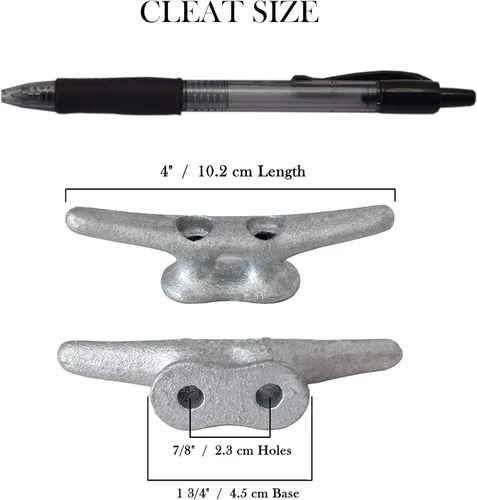 Miniatura 2 de Tacos de muelle de 4 pulgadas de 4 pulgadas – (2, 5, 10 unidades) – Tacos de hierro fundido galvanizado por inmersión en caliente, tacos de cuerda