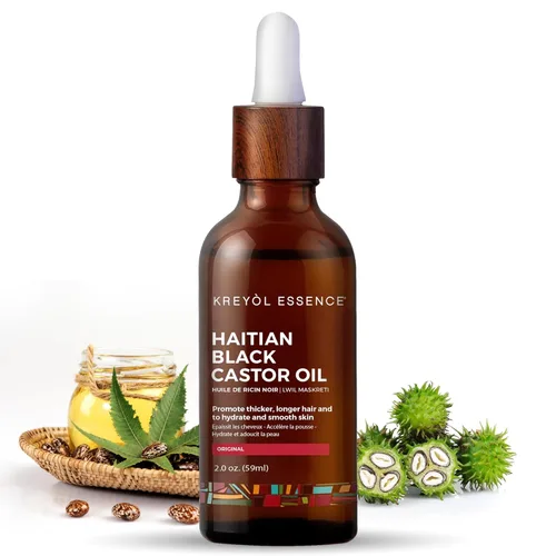 Miniatura 15 de Kreyol Essence - Aceite de ricino negro haitiano para piel y cabello, botella de vidrio, prensado en frío, sin hexano, cabello de aspecto más