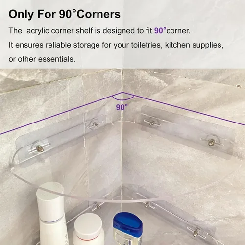 Miniatura 5 de Estantes esquineros de acrílico, estante adhesivo, organizador de ducha para decoración del hogar, estante de ducha transparente, estantes de baño