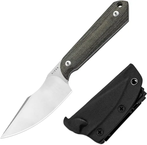 Miniatura 8 de Kizer Mini Harpoon Cuchillo de hoja fija con funda, cuchillo de caza de hoja de 3 V con mango de micarta, cuchillos pequeños EDC de hoja fija