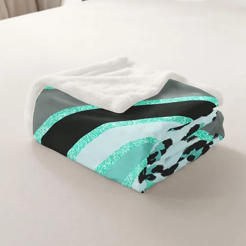 Miniatura 4 de Homewish Abstract Leopard Kids Throw Blanket,Cheetah Skin Wild Animals Bed Blanket for Girls Boys Women,Geometric Stripes Fashion Fleece