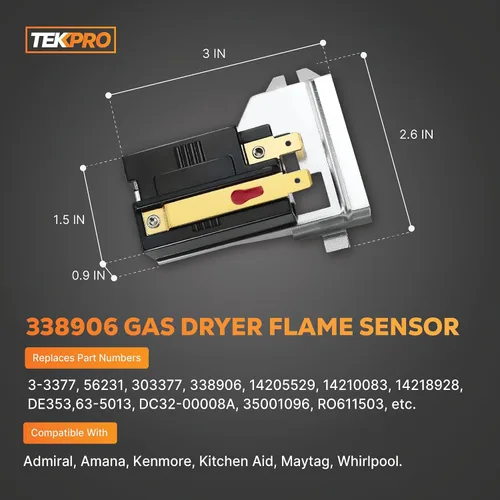 Miniatura 4 de Kit de reparación de secadora de gas con encendedor 279311, bobina de válvula 279834, sensor de llama 338906. Piezas de repuesto