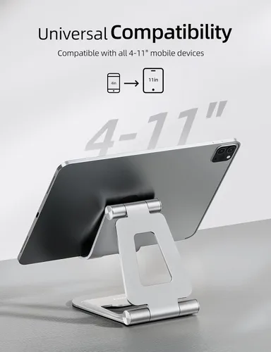 Miniatura 3 de Nulaxy Soporte plegable doble de aluminio para iPad, soporte para tableta de escritorio totalmente ajustable, accesorios para tableta de oficina