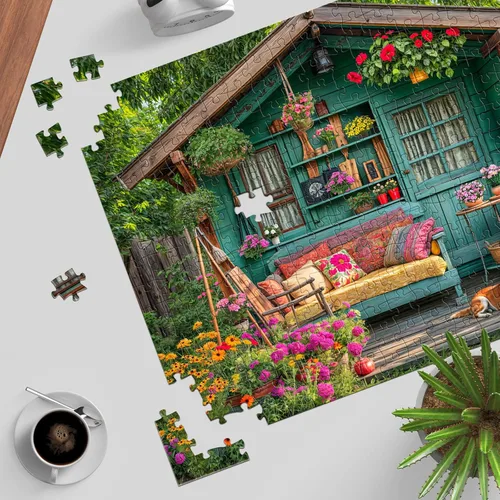 Miniatura 5 de Rompecabezas de 1000 piezas para adultos, rompecabezas de casa de flores, juego de rompecabezas familiar, entrelazado perfectamente sin polvo