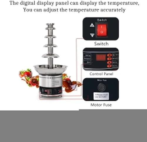 Miniatura 6 de Máquina de fuente de chocolate de 4 niveles con control de temperatura y cubierta acrílica transparente, ideal para fiestas, bodas, bufés, eventos