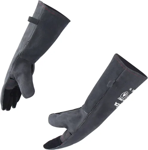 RAPICCA Guantes de soldadura de 16 pulgadas, 662 ℉, forja/Mig/Stick de cuero extremadamente resistente al calor con costuras de Kevlar, perfectos