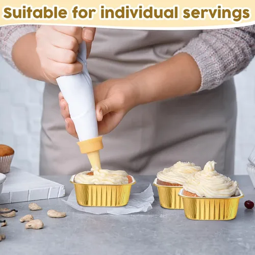 Miniatura 6 de Aoriher 150 piezas de moldes mini para pasteles de 10 onzas con tapas, tazas de horneado de papel de aluminio cuadradas desechables de 4" x 4