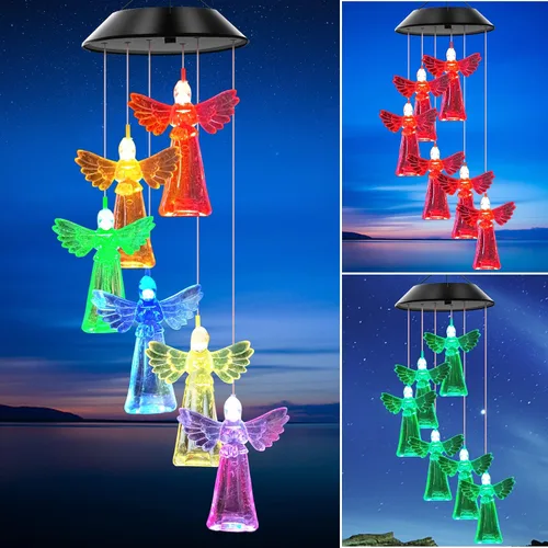 Miniatura 7 de Campanillas de viento solares para exteriores, luces que cambian de color, regalo para mujeres, mamá, abuela, hermana, mejores regalos, campanillas