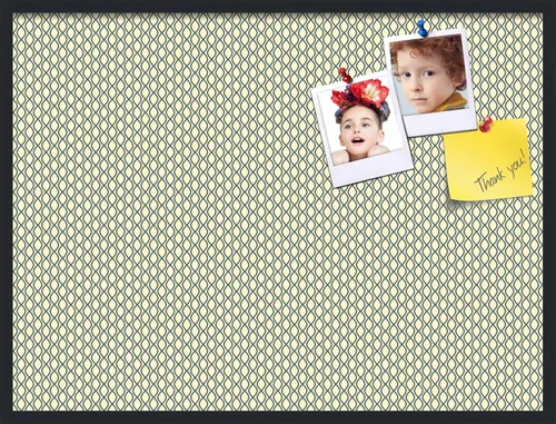 Miniatura 125 de PinPix Tablero de anuncios de corcho de 13 x 13 pulgadas. Este tablero decorativo enmarcado viene con diseño de ondas en blanco y negro y un marco